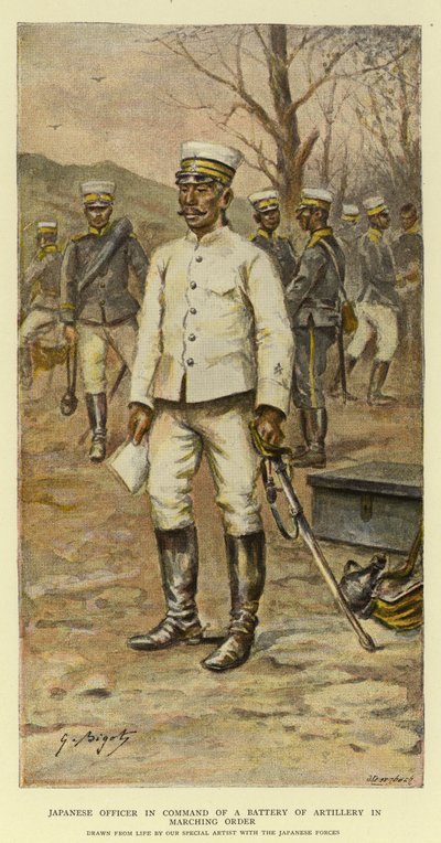 Oficial Japonés al Mando de una Batería de Artillería en Orden de Marcha de Georges Ferdinand Bigot